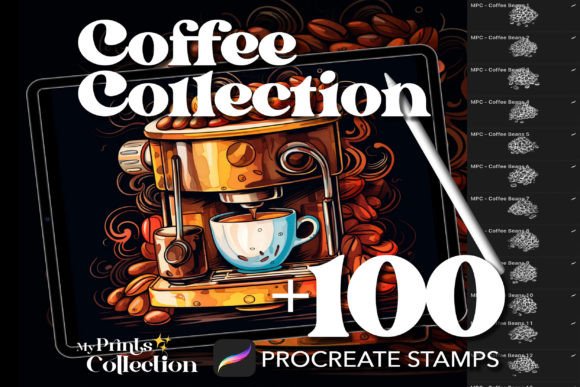 100 Procreate Coffee Collection Stamps