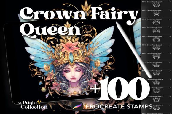 100 Procreate Crown Queen Fairy Stamps