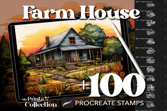 100 Procreate Farmhouse Stamps
