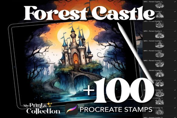 100 Procreate Forest Castle Stamps: Elevating Digital Art with Enchanted Details