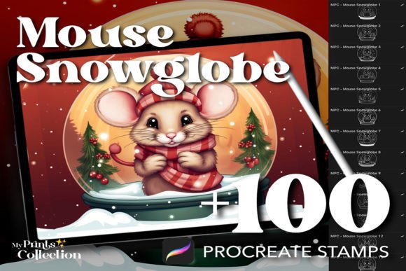 100 Procreate Mouse Snowglobe Stamps: A Winter Wonderland for Digital Artists