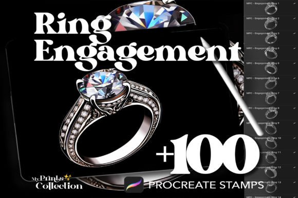 100 Procreate Ring Engagement Stamps