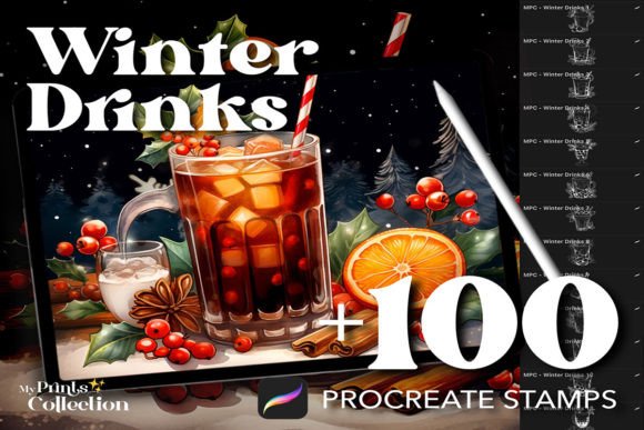 100 Procreate Winter Drinks Stamps: A Cozy Digital Toolkit for Seasonal Art