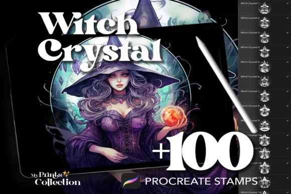 100 Procreate Witch Crystal Stamps: Unlocking Mystical Digital Artistry
