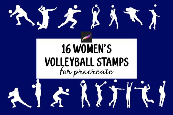 16 Women's Volleyball Stamps for Procreate: Enhancing Digital Design Workflows with Custom Assets