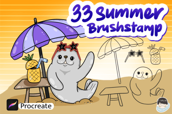 33 Summer Seal Element Brush Stamp: A Creative Toolkit for Digital Designers