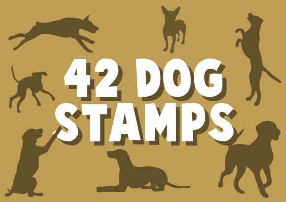 42 Dog Stamps: Adorable Silhouettes for Creative Illustrations