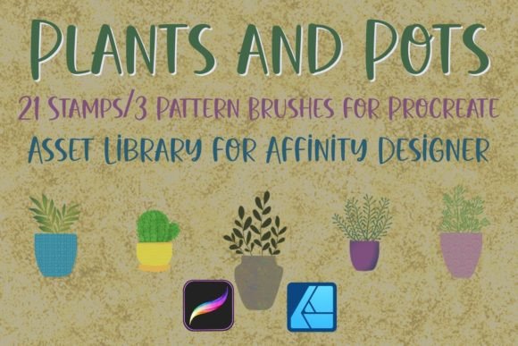 Enhance Your Digital Art with Plants and Pots Stamps for Procreate