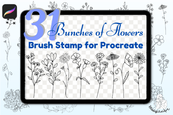 Procreate Brush Stamps 31 Flowers