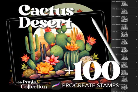 Transform Your Digital Art into a Desert Oasis with 100 Procreate Cactus Desert Stamps