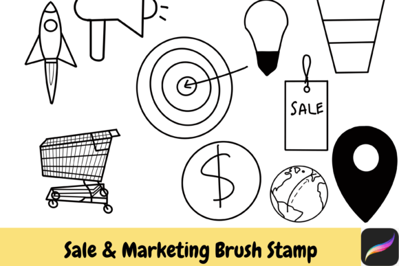 Unlock Creativity with Hand-Drawn Marketing Procreate Brush Stamps for iPad